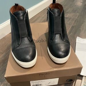 Paolo Black Leather womens Shoes